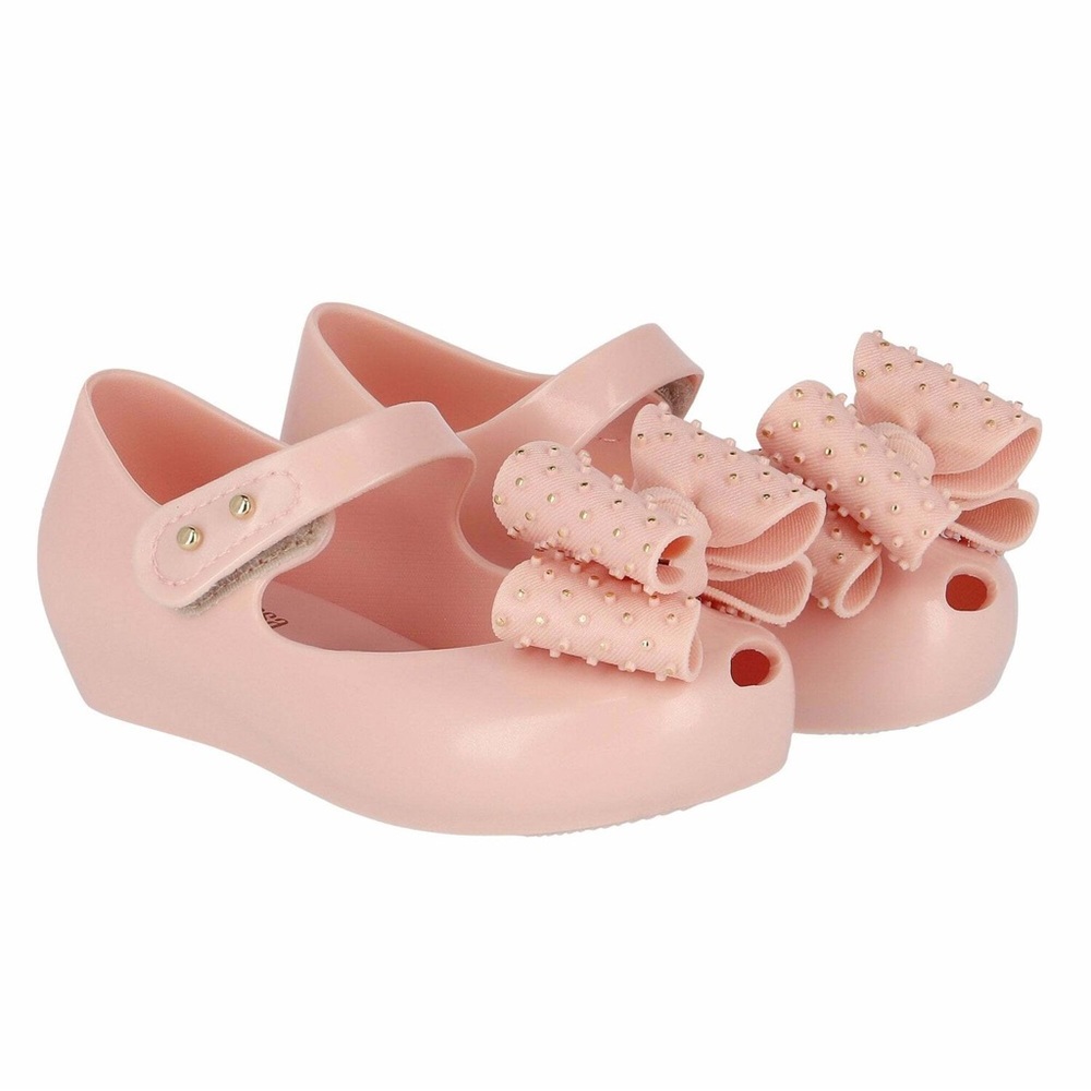 Girls Pink Bow Jelly Mary Jane Shoes